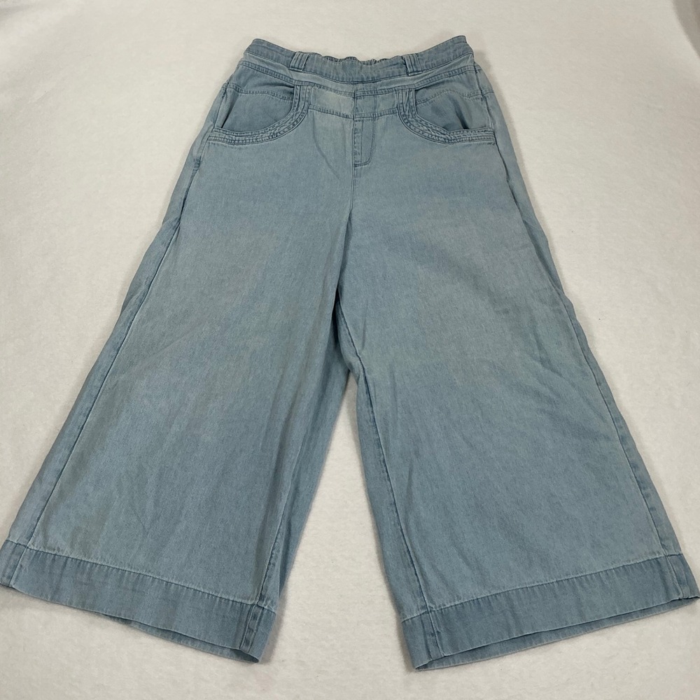 American Eagle Light Wash Chambray Wide Leg Culottes Pants Small SKU 1678